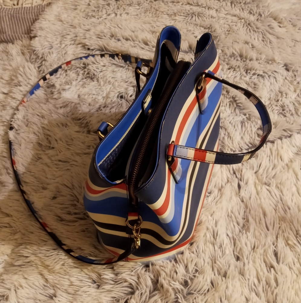 👜HP👜Kate Spade Striped Medium Satchel Crossbody - Picture 2 of 4